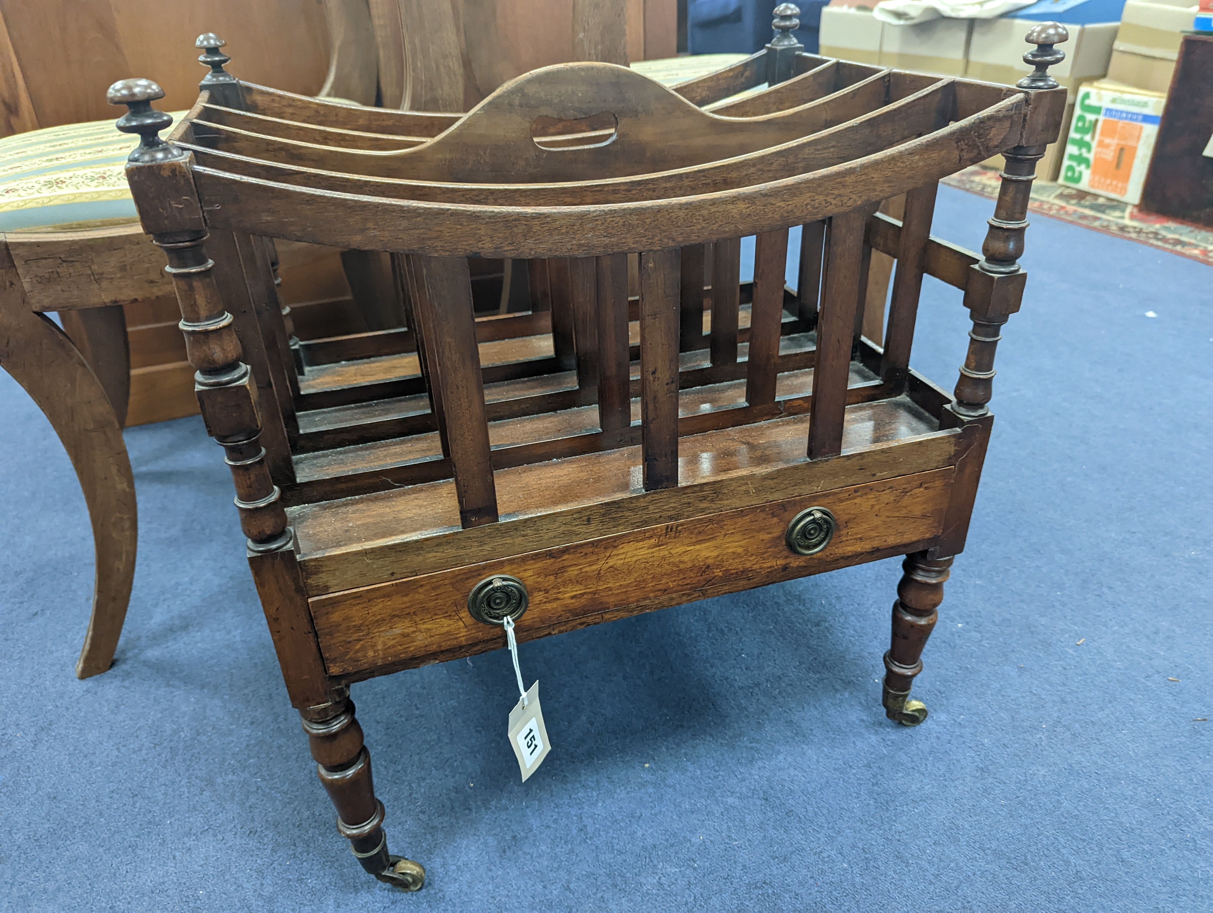 A Regency mahogany four division Canterbury, width 51cm, depth 36cm, height 59cm